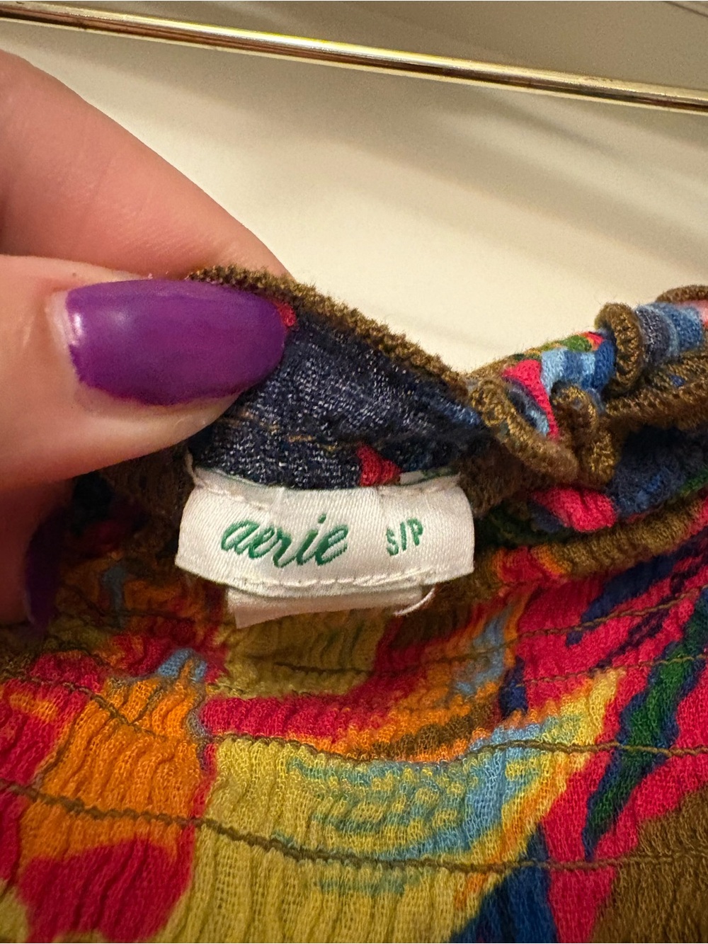 aerie Multicolor Smocked Strapless Dress with Tropical Print - Picture 2 of 4